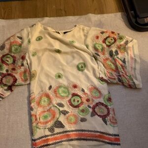 Ark & Co Cream Floral Blouse with Multicolor Accents